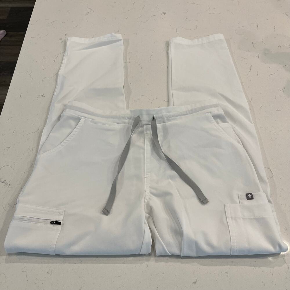 FIGS Yola Skinny Scrub Pants White Size Small - Picture 3 of 8